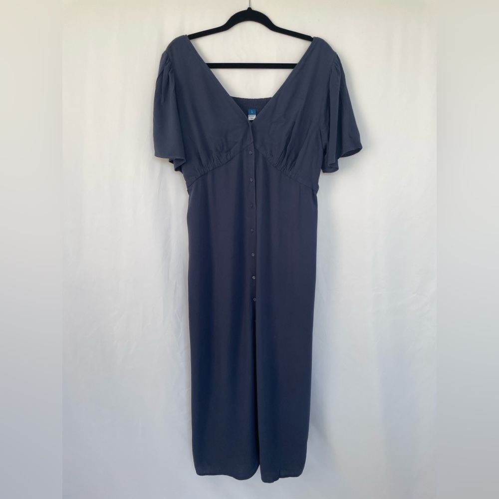 (NWT) Old Navy - blue gray, flutter sleeve, midi dress